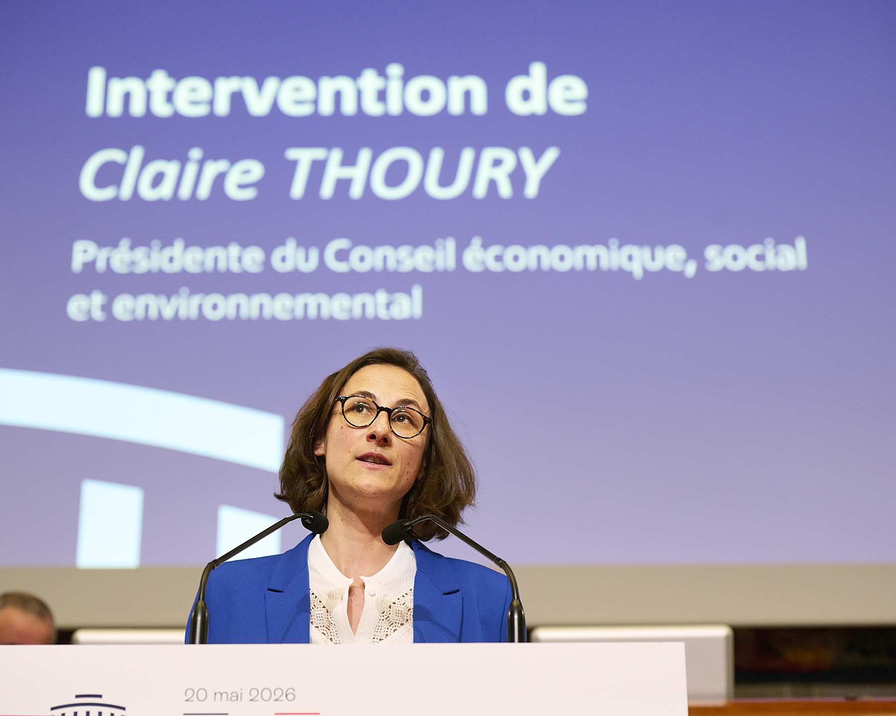 Claire Thoury lors de sa première intervention en tant que Présidente du CESE
