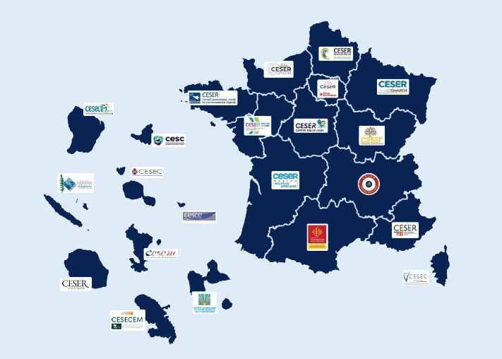 Carte des Conseils économiques, sociaux et environnementaux régionaux
