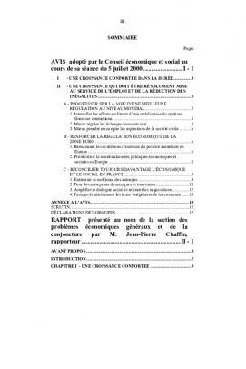 Conjoncture au premier semestre 2000