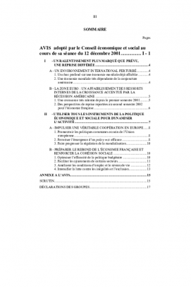 Conjoncture au second semestre 2001