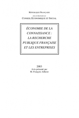 Economie de la connaissance : la recherche publique française et les entreprises