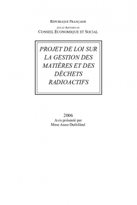 Projet de loi sur la gestion des matières et des déchets radioactifs