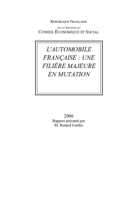 L'automoblie française  : une filière majeure en mutation