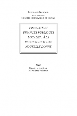 Fiscalité et finances publiques locales : à la recherche d'une nouvelle donne
