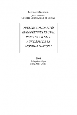 Quelles solidarités européennes faut-il renforcer face aux défis de la mondialisation