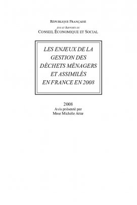 Les enjeux de la gestion des déchets ménagers et assimilés en France en 2008