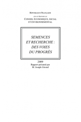 Semences et recherche : des voies du progrès