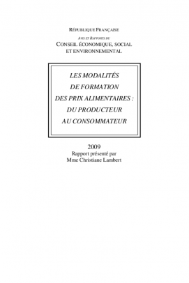 Les modalités de formation des prix alimentaires : du producteur au consommateur