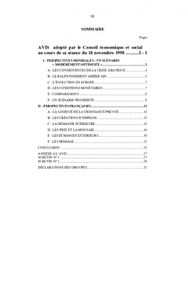 Conjoncture au second semestre 1998