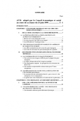 Conjoncture au premier semestre 1999