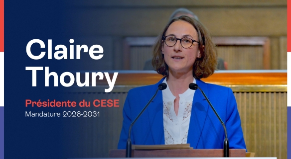 Visuel d'annonce de l'élection de Claire Thoury en tant que Présidente du CESE