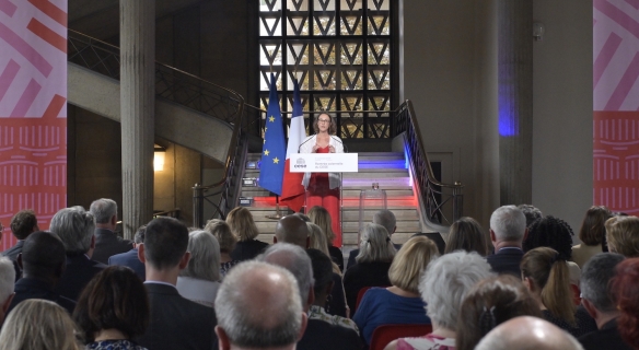 Claire Thoury, Présidente du CESE, lors de l'annonce de la rentrée solennelle du CESE