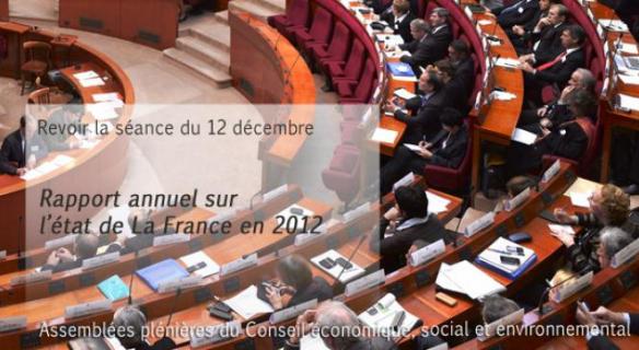 Revoir la séance du 12/12/2012 : "Rapport annuel sur l'état de la France en 2012"