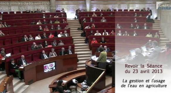 Revoir la séance du 23 Avril 2013 : la gestion et l'usage de l'eau en agriculture